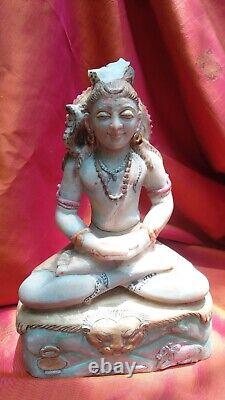 Ancienne statue en marbre de Shiva sculpture de temple fait main Inde dieu hi