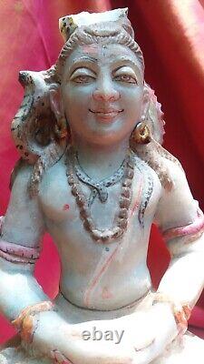 Ancienne statue en marbre de Shiva sculpture de temple fait main Inde dieu hi