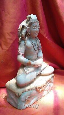 Ancienne statue en marbre de Shiva sculpture de temple fait main Inde dieu hi