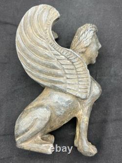Ancienne statue en pierre mythique civilisation sphinx lion ailé sculpture Mo