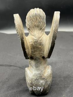 Ancienne statue en pierre mythique civilisation sphinx lion ailé sculpture Mo