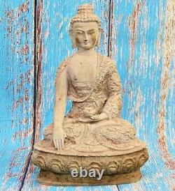 Ancienne statue/figurine/sculpture du Seigneur Bouddha assis en résine et pou