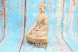 Ancienne statue/figurine/sculpture du Seigneur Bouddha assis en résine et pou