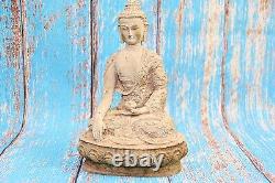 Ancienne statue/figurine/sculpture du Seigneur Bouddha assis en résine et pou