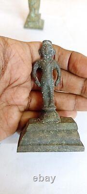 Ancienne statue idole sculpture dieu de la chance temple hindou en laiton B19