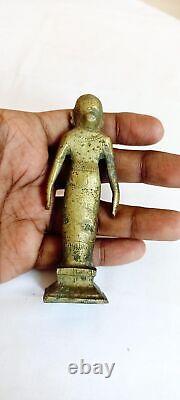 Ancienne statue idole sculpture dieu de la chance temple hindou en laiton B19