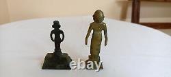 Ancienne statue idole sculpture dieu de la chance temple hindou en laiton B19