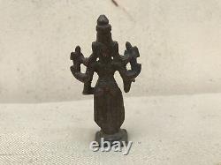 Ancienne statue idole sculpture seigneur hindou en cuivre MahaVishnu vintage E17