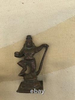 Ancienne statue idole sculpture seigneur hindou en cuivre vintage Bal