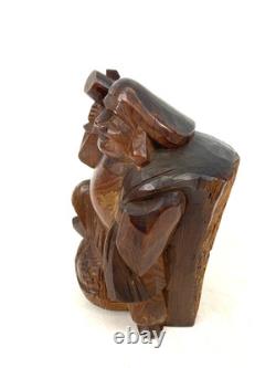Ancienne statue japonaise Daikokuten bois Dieu chanceux sculpture sur bois