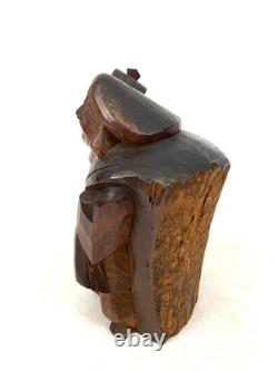 Ancienne statue japonaise Daikokuten bois Dieu chanceux sculpture sur bois