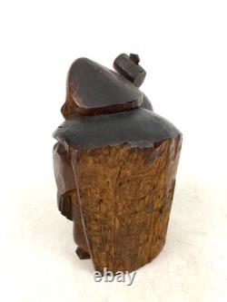 Ancienne statue japonaise Daikokuten bois Dieu chanceux sculpture sur bois