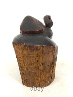 Ancienne statue japonaise Daikokuten bois Dieu chanceux sculpture sur bois