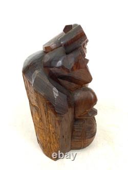 Ancienne statue japonaise Daikokuten bois Dieu chanceux sculpture sur bois