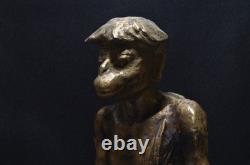 Ancienne statue japonaise Yokai KAPPA laiton sculpture méditation zen okimono