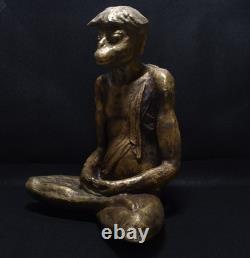 Ancienne statue japonaise Yokai KAPPA laiton sculpture méditation zen okimono