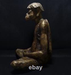 Ancienne statue japonaise Yokai KAPPA laiton sculpture méditation zen okimono