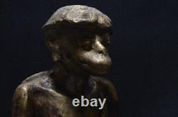 Ancienne statue japonaise Yokai KAPPA laiton sculpture méditation zen okimono