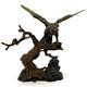 Ancienne Statue Japonaise En Fonte Aigle Faucon Sculpture Oiseau Proie