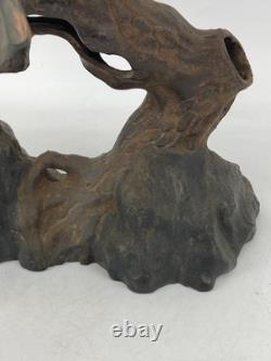 Ancienne statue japonaise en fonte aigle faucon sculpture oiseau proie