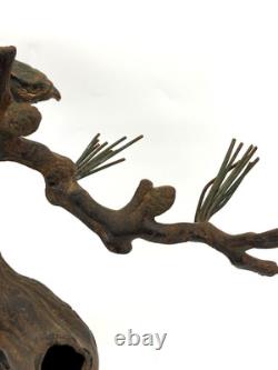 Ancienne statue japonaise en fonte aigle faucon sculpture oiseau proie