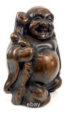 Ancienne statue japonaise en métal hotei sculpture figurine décorative