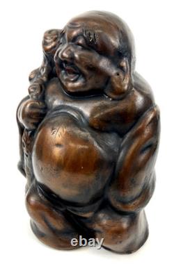 Ancienne statue japonaise en métal hotei sculpture figurine décorative