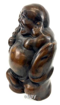 Ancienne statue japonaise en métal hotei sculpture figurine décorative