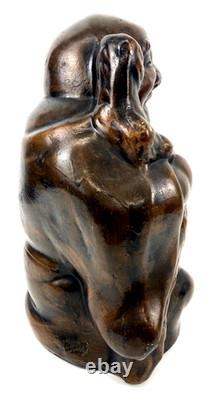 Ancienne statue japonaise en métal hotei sculpture figurine décorative