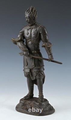 Ancienne statue japonaise sculpture en bronze guerrier bouddhiste Basara Taisho