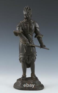 Ancienne statue japonaise sculpture en bronze guerrier bouddhiste Basara Taisho