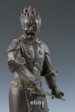 Ancienne statue japonaise sculpture en bronze guerrier bouddhiste Basara Taisho