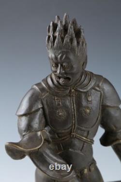 Ancienne statue japonaise sculpture en bronze guerrier bouddhiste Basara Taisho