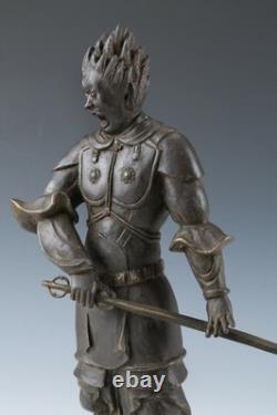 Ancienne statue japonaise sculpture en bronze guerrier bouddhiste Basara Taisho