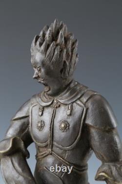 Ancienne statue japonaise sculpture en bronze guerrier bouddhiste Basara Taisho