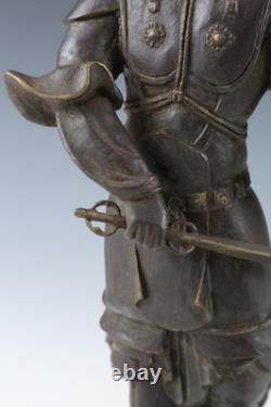 Ancienne statue japonaise sculpture en bronze guerrier bouddhiste Basara Taisho