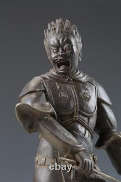 Ancienne statue japonaise sculpture en bronze guerrier bouddhiste Basara Taisho