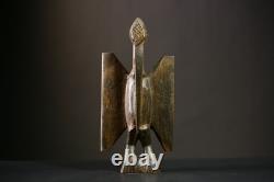 Ancienne statue oiseau sénoufo en bois art tribal sculpture décoration