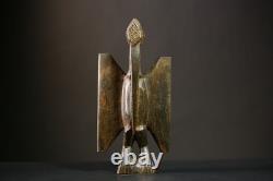 Ancienne statue oiseau sénoufo en bois art tribal sculpture décoration