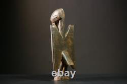 Ancienne statue oiseau sénoufo en bois art tribal sculpture décoration