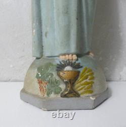 Ancienne statue polychrome en plâtre enfant Jésus 44 cm
