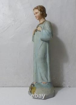 Ancienne statue polychrome en plâtre enfant Jésus 44 cm