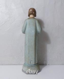 Ancienne statue polychrome en plâtre enfant Jésus 44 cm