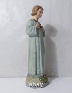 Ancienne statue polychrome en plâtre enfant Jésus 44 cm