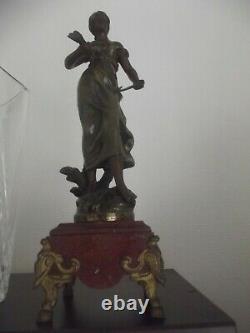 Ancienne statue régule double patine Auguste Moreau fin 19 ème