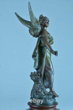 Ancienne statue régule double patine Louis Auguste Moreau Bienfaisance allégorie