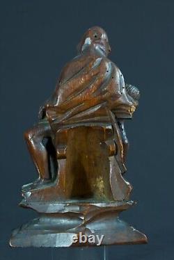 Ancienne statue religieuse Piéta Gothique Vierge de pitié bois sculpté Nord 16e