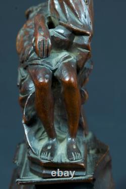Ancienne statue religieuse Piéta Gothique Vierge de pitié bois sculpté Nord 16e