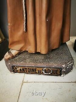 Ancienne statue religieuse St Antoine de Padoue 170 H les yeux en verre