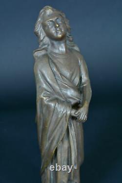 Ancienne statue religieuse en bronze sculpture Apôtre St Jean, de calvaire